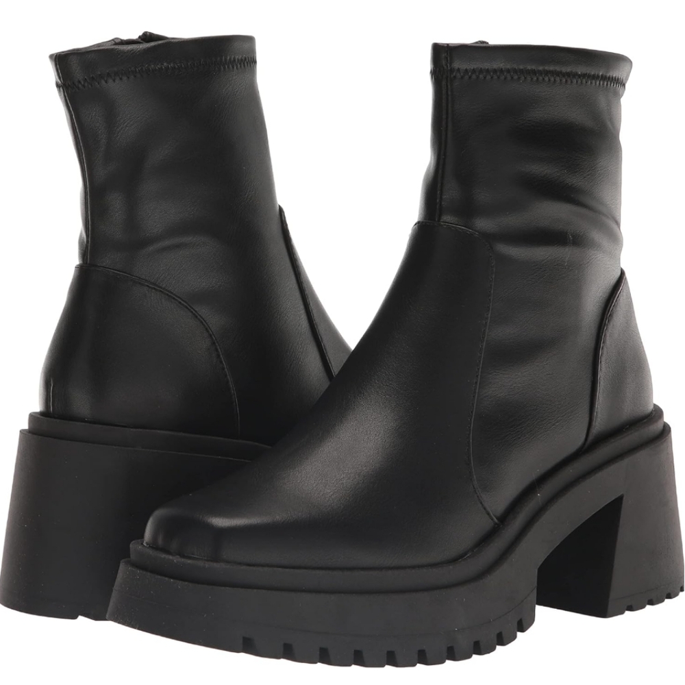 Madden Girl Black Chunky Heel Ankle Booties